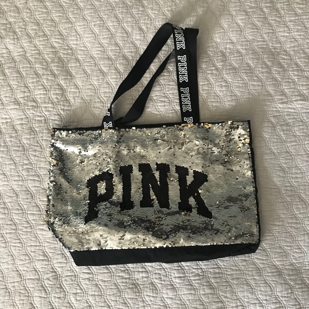 VS Pink Reversible Glitter Tote Bag